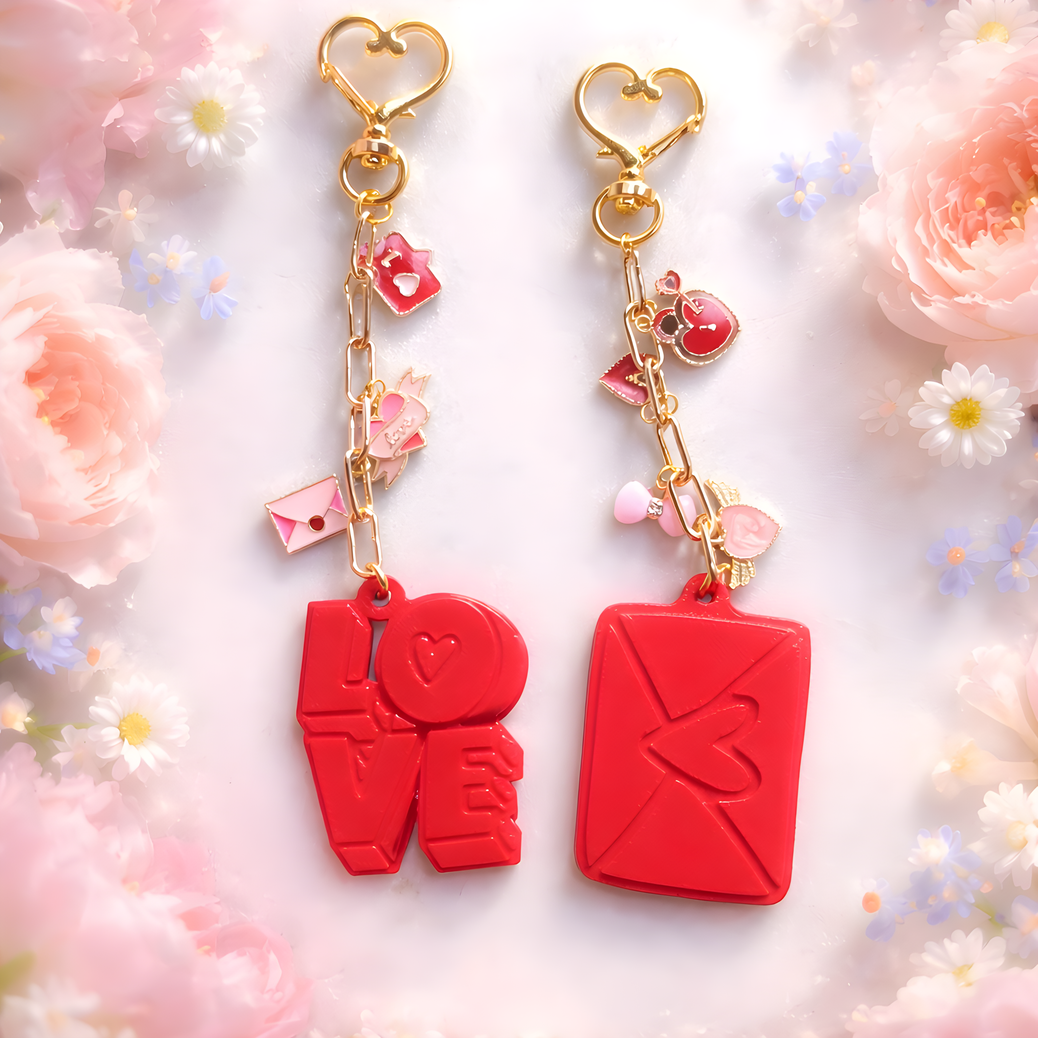 Valentine’s Day Charm Keychain – Cute Love & “Bee Mine” Designs